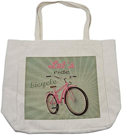 Торба за купување велосипеди Амбесон, ретро прикажан велосипед во стилот на поп-уметност со велосипед со проширување на ленти со брзина на
