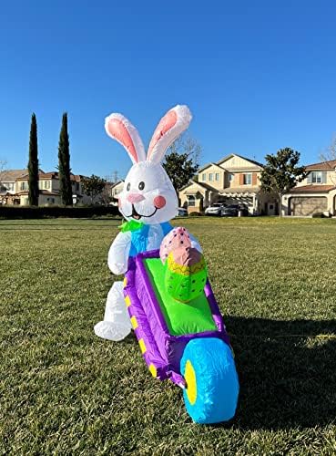 Два пакет за украси на Велигденска забава, вклучува високи 4 нозе среќни велигденски надувување зајаче зајак што седеше со морков, и 4 -метарски