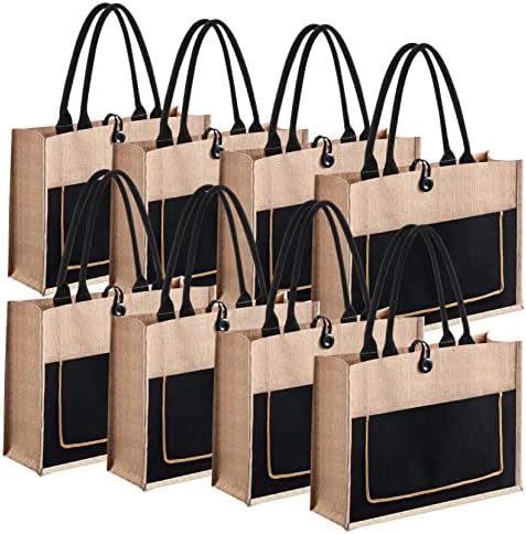 Гезбаба 8 парчиња торбички торбички со предниот џеб, еднократно јута торбички торбички торбички невестински подароци празна