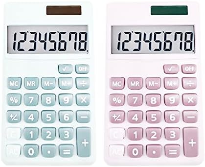 2PCS мини калкулатори, калкулатор за џеб 8-цифрен калкулатор за канцеларии за соларна батерија, основни стандардни калкулатори, калкулатори за
