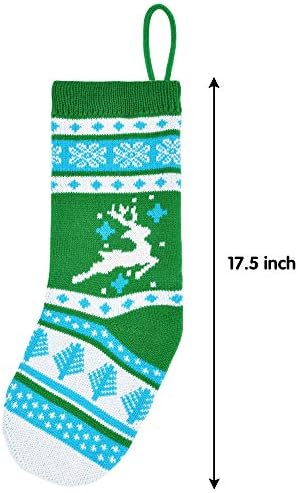 Christmasоидоми 18 ”Божиќни чорапи 4 парчиња, рустикален кабел со големи димензии Плетен Божиќ во разнобојно, за украси во сезоната на семејни