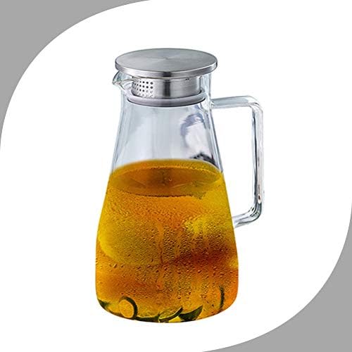 Doitool чајник, 1,5L стаклен чај стомна чајник чајник за чајник за чајник за чајник со сок од вода, цветен филтер од не'рѓосувачки челик
