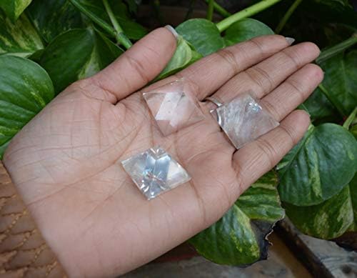 Shiva Lingam Shop 3PC Природна транспарентна кварц кристална пирамида чиста реики бела кристална пирамида ~ I-4843