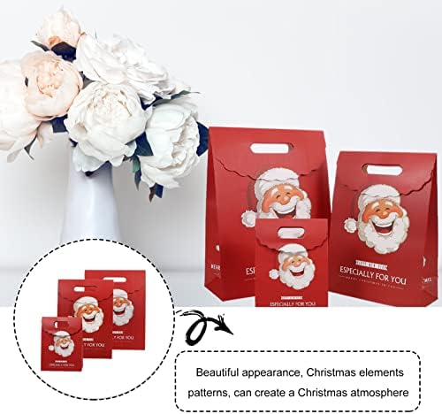 Bestoyard Cookie Подароци торби 6 парчиња Божиќни бонбони торби Божиќни хартиени торби за подароци со рачка Дедо Мраз од Дедо Мраз од празник
