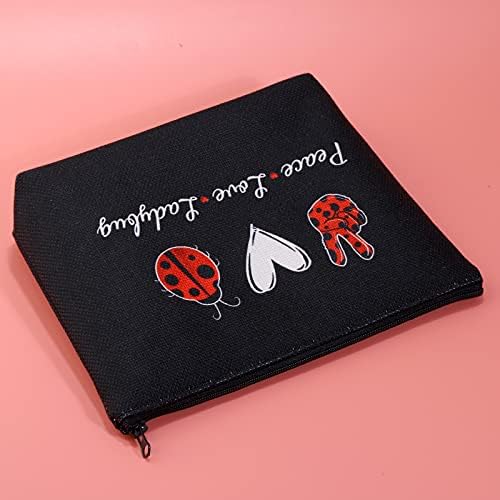 ЈКСГЗСО Среќно Бубамара Симбол Шминка Торба Со Патент Подароци За Жени Мир Љубов Бубамара Козметичка Торба