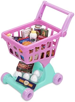 Играјте Круг Од Батат - Розова Количка За Намирници За Купување-Количка За Играчки Со Преправање Играјте Прехранбени Производи-Реални Кујнски Додатоци За Деца На в