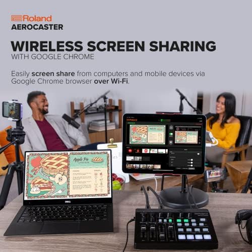 Roland Aerocaster Систем за стриминг во живо-Моќно безжично решение за производство на мулти-камера со хардверски контролер/аудио интерфејс и целосна апликација за iPad.