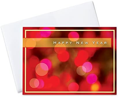 ВЕСНИК КАРТИ - Новогодишни честитки, 5х7 инчи, 25 картички и 26 бели со коверти наредени со златна фолија