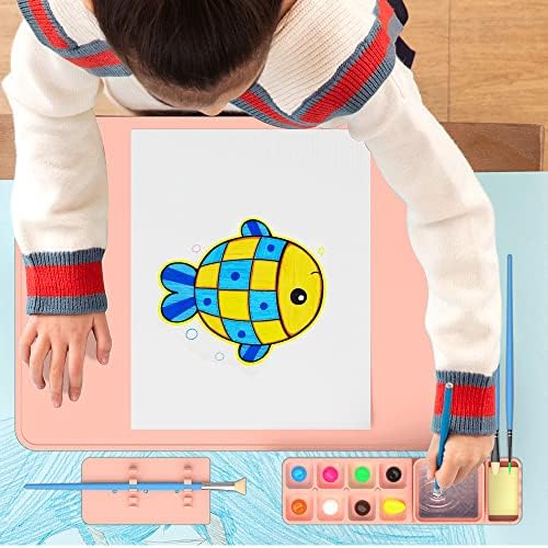 Силиконски занаетчиски душек со отстранливи чаши, 16 × 12 нелепливо сликарство за деца, подигнат раб уметнички мат за сликање, занает, сечење,