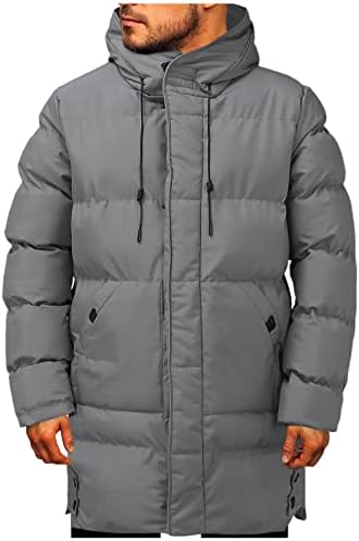Beuu туника надолу јакни за мажи, зимски памук со памук топол палто со средна должина долга палто со ветерно качулка надворешна облека