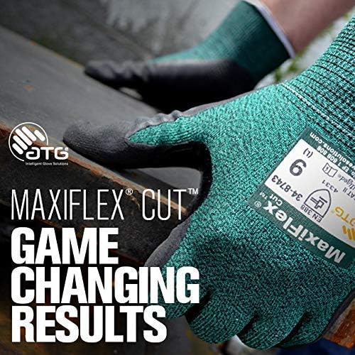 Maxiflex 34-8743 нитрил исечен отпорен обложен нараквици со зелена плетена обвивка и врвен нитрил обложен крај