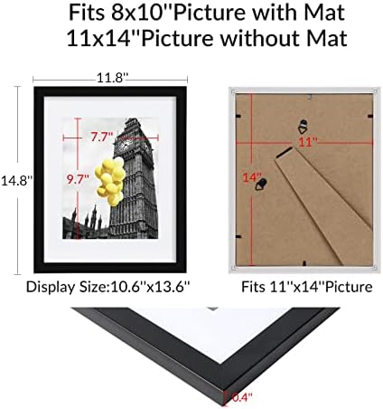 BSRHOME 11x14 Рамка за слика со плексиглас, приказ на слики 8x10 со мат или 11x14 без мат за приказ на таблети и монтирање на wallидови,