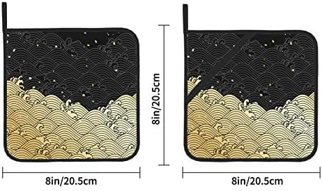 Јапонски традиционални насликани ткаени potolder јамки, отпорни на топлина, кујнски кујнски сет 2 парчиња кујна топли влошки