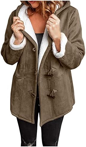 Кожна јакна за жени, зимска долга худи-худи класична домашна облека со долги ракави цврсти палто фланели лапел