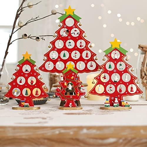 Креативна дрвена елка за прозорец за елки, украсен украс Мини украси за новогодишни елки за маса за маса