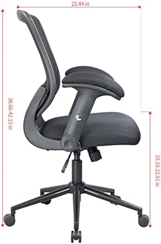 Канцелариски стол на Longboss, средно грб, компјутерски биро столчиња со лумбална поддршка и прилагодлива за прилагодување на потпирачот за рака