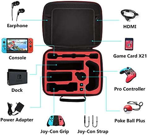 Носење кутија за складирање за Nintendo Switch, LP Portable Travel Case Case Заштитна торба со тврда школка со посебен простор