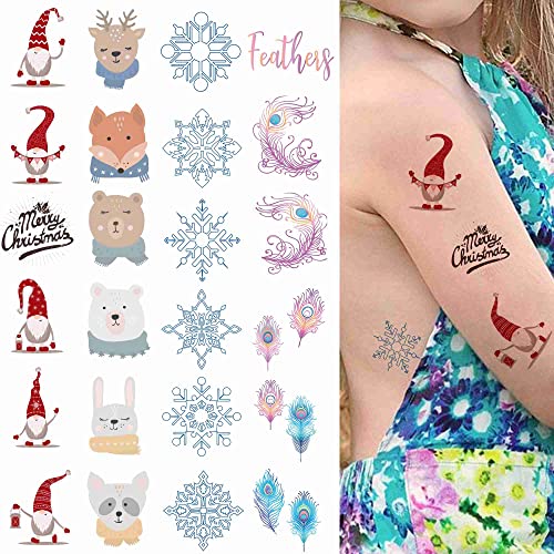 6 Листови Привремена Тетоважа Деца Забава За Животни Фаворизира Елен Тело Ракав Лице Зајак Лажни Тетоважи