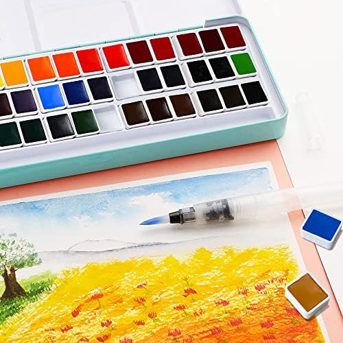 Пакет на сет на акварел на Меилианг, 36 живописни бои во џебна кутија со Arrtx 30 бои акрилни пенкала за боја за рок сликарство