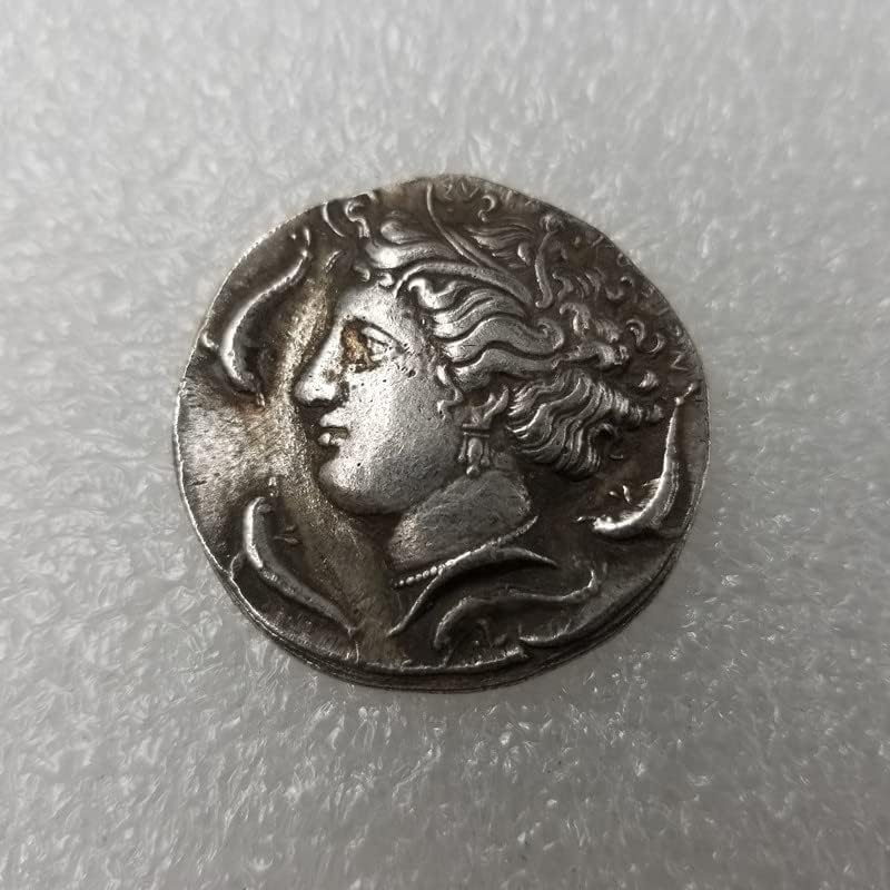 Антички Занаети Грчка Монета Бакар Сребрена Обложена Стара Сребрена Долар Сребрена Рунда 23
