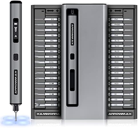 Електричен шрафцигер- AM Arrowmax безжичен прецизен шрафцигер поставен со 34 битови со магнетна прецизност, контрола на паметно