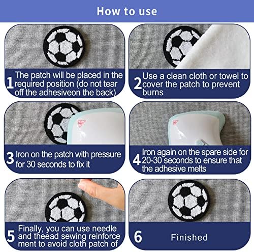 6 парчиња фудбалски лепенки на Ченил железо на лепенка спорт фудбалски фудбал Ченил Апликација за лепенка за DIY занаетчиски јакни