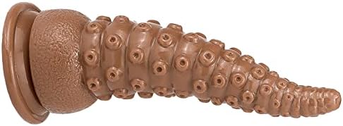 Браун пипала Анален приклучок гума октопод дилдо играчка за жени, флексибилно женско место на место дилдо со вшмукување чаша,