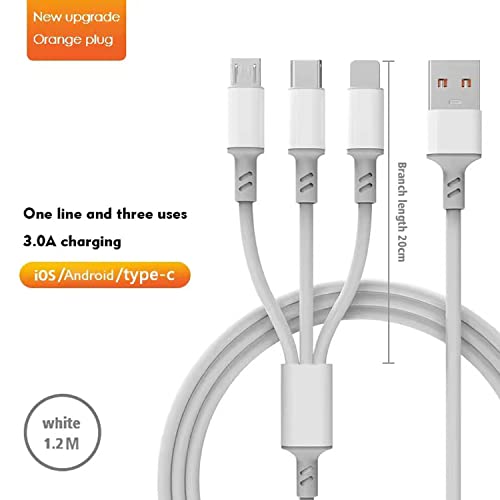 Повеќе кабел за полначи, 2 -пакет 4FT мулти -кабел за полнење на кабел за брза кабел 3 во 1 кабел за полначи со повеќе телефони со тип C/микро/молња USB конектори за мобилни