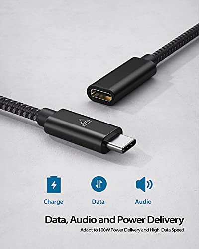 Farenc Cable за продолжување на USB Type C, USB 3.1 тип Ц машко до женско полнење и синхронизација за iPad Mini Pro MacBook M2 M1 Air Pro Samsung