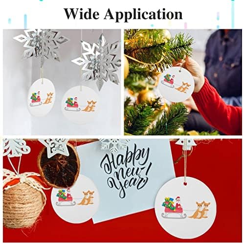 2021 Божиќен украс керамички двострани печатени кружни украси за Божиќ Дедо Мраз и неговите кенгури Смешни идеи за чување на елката