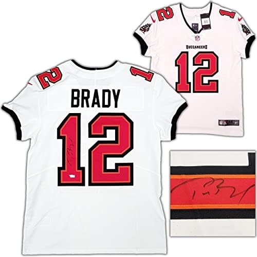 Buccaneers Tampa Bay Tom Brady го автограмираше белиот Најк елит Jerseyерси со големина 44 фанатици холо акции #208711 - Автограмирани дресови во НФЛ