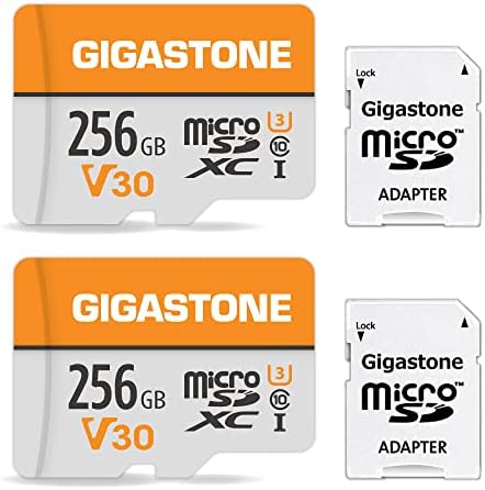 Gigastone 256 GB 2-пакет микро SD картичка, 4K Video Pro, GoPro, Надзор, безбедносна камера, акција за акција, дрон, 100MB/S MICOSDXC