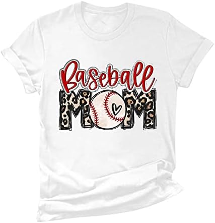 Ден на игра Бејзбол маички за жени обични кратки ракави екипаж летни маички врвови лабави вклопени пулвер Раглан блуза