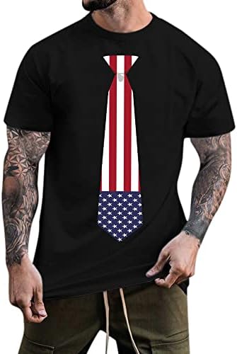 XXBR машки војник кратки ракави патриотски маици, летно американско знаме господа на врвот на спортски екипаж, обична маичка за