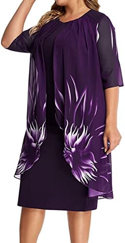 Womenените 2023 Лејди Елегантен плетен чипка Кејп фустан плус големина печатење на фустани за половина ракав миди долги ракави
