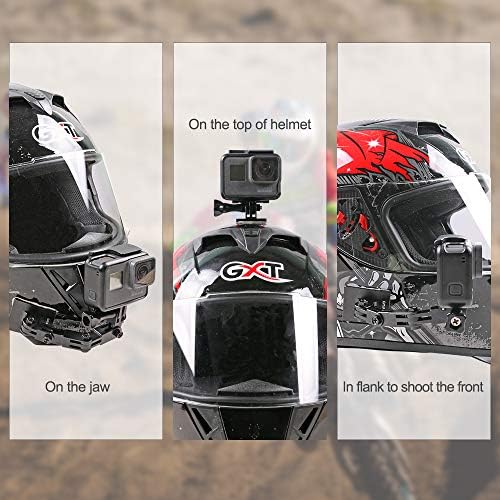Алуминиум мотоцикл Чин кацига монтиран компатибилен со GoPro Hero 11/10/9/8 Црна/Акасо/Кампарк/yi Акционерска камера и повеќе