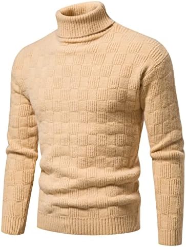 Џемпери со долг ракав, машки џемпер со висок врат џемпер цврста боја тенок џемпер од дното
