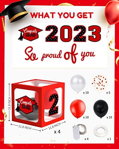Дипломирање Декорации За Забави 2023-4 Еез Дипломирање Балонски Кутии, 35 Еез Балони и 4 Еез ЛЕД Лајт Стринг За Класа На Декор За Забава На Училишен