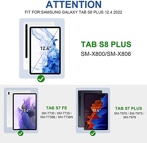 Случај За Samsung Tab S8 Плус 2022: Тежок Цврст Капак Отпорен На Удари Од Воено Одделение За Galaxy Таблет S7 FE 2021 12,4 Инчи