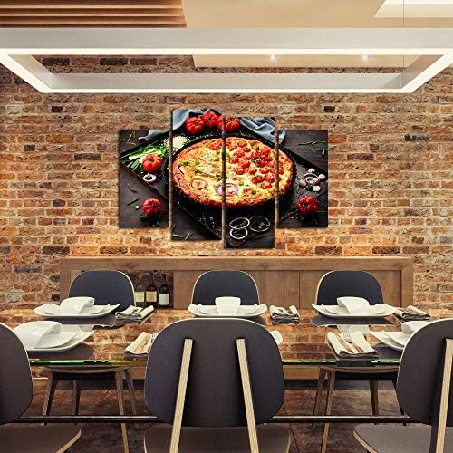 Inge foto Canvas отпечатоци wallидна уметност 4 панел вкусна италијанска пица служена на дрвени трпеза храна слики модерни домашни