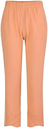 Земи исечени панталони, женски каприс јога панталони памук широка нога лабава удобна тренингот капри панталони со џебови