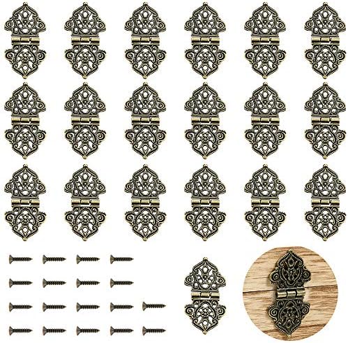 PGMJ 20 парчиња антички декоративни шарки бронзено гравура за дизајн кутија шарки за накит хардвер за гроздобер дрвени случаи,