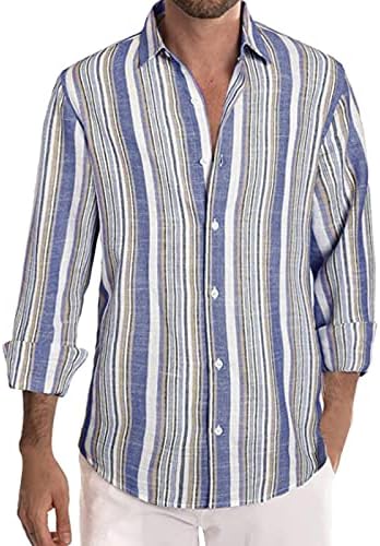 Xxbr 2022 Нова машка мода лежерна лента за постелнина лапта лапчиња со долги ракави кошула врвна долга ракав обична кошула мажи