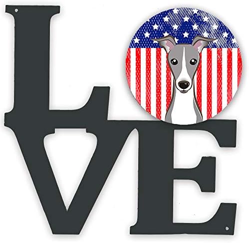 Богатствата НА каролина Bb2166walv Американско Знаме И италијански Greyhound Метал Ѕид Уметнички Дела Љубов,