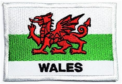 Кленплус 3 парчиња. 1. 7Х2, 6 ИНЧИ. Земја Национален Велс Знаме Везена Апликација Железо На Шие На Лепенка Плоштад Форма Знаме Закрпи