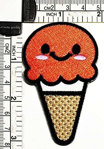 Кленплус 3 парчиња. Сладолед Лепенки Налепница Сладок Портокал Сладолед Насмевка Лице Цртан Филм Вез Железо На Ткаенина АПЛИКАЦИЈА САМОСТОЈНО