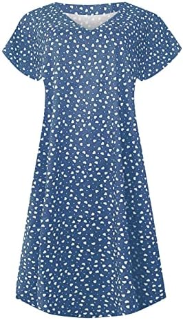 Фрагарн бохо фустан за жени, женска летна лесна мода лабава печатена кратка ракав 2022 фустан со врат од вратот