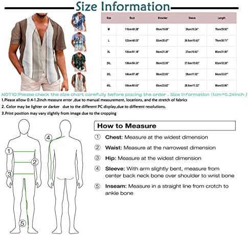 Плус големина на копчето до кошули за мажи со џеб Смешна графичка вратоврска графичка мета 2023 опуштени еластични летни врвови на лето