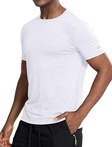 Атлетик кошули со Zengjo Атлетски кошули со кратки ракави за влага за губење на салата за вежбање, трчање на екипаж маица Брз сув спорт