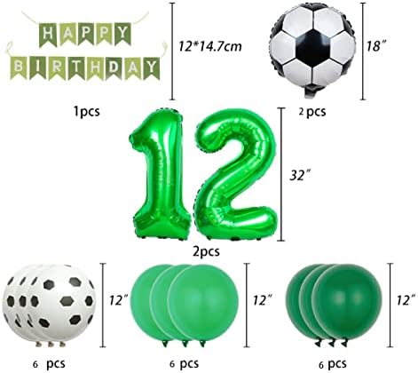 Фудбалски балон сет 11-ти роденденски декорација Зелена број11 фолија балон балон декорација Повлечете ги балоните на знамето за деца